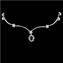 14K Gold 2.43ct Sapphire & 2.57ct Diamond Necklace