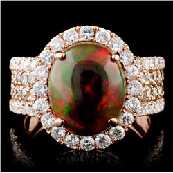 14K Gold 2.31ct Opal & 1.77ct Fancy Diamond Ring