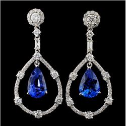 18K Gold 6.53ct Sapphire & 1.79ct Diamond Earrings