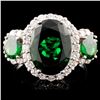 Image 1 : 18K Gold 6.55ct Tsavorite & 2.72ctw Diamond Ring