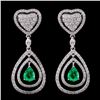 Image 1 : 18K White Gold 1.29ct Emerald & 2.30ct Diamond Ear