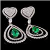 Image 2 : 18K White Gold 1.29ct Emerald & 2.30ct Diamond Ear