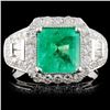 Image 1 : 18K White Gold 2.13ct Emerald & 1.11ct Diamond Rin