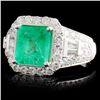 Image 2 : 18K White Gold 2.13ct Emerald & 1.11ct Diamond Rin