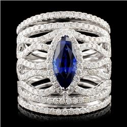 18K Gold 1.45ct Sapphire & 1.67ctw Diamond Ring