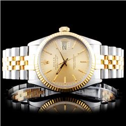 Rolex YG/SS DateJust 36mm Tapestry Wristwatch