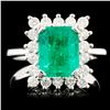 Image 1 : 18K Gold 2.28ct Emerald & 0.57ctw Diamond Ring