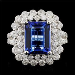 18K W Gold 3.81ct Tanzanite & 1.82ct Diamond Ring