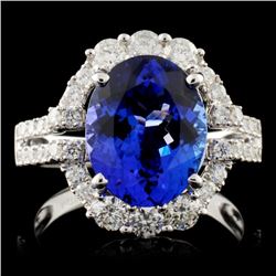 18K W Gold 3.70ct Tanzanite & 0.88ctw Diamond Ring