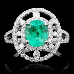 14K Gold 1.55ct Emerald & 0.75ct Diamond Ring