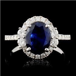 18K W Gold 1.67ct Sapphire & 0.53ct Diamond Ring