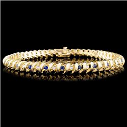 14K Gold 1.52ctw Sapphire & 0.70ctw Diamond Bracel