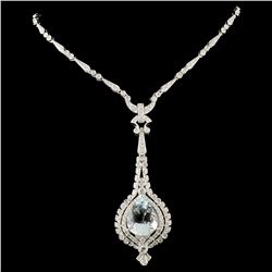 14K Gold 9.98ct Aquamarine & 2.89ctw Diamond Neckl