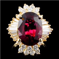 14K Gold 6.08ct Tourmaline & 1.43ctw Diamond Ring