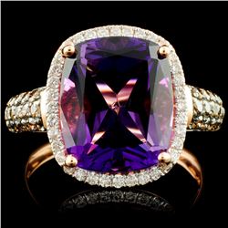14K Gold 5.03ct Amethyst & 0.57ctw Diamond Ring