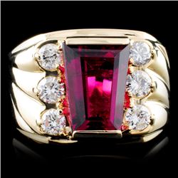 14K Gold 5.03ct Rubellite & 0.98ctw Diamond Ring