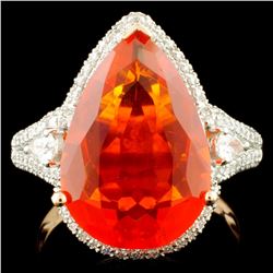 14K Gold 4.90ct Opal & 0.64ctw Diamond Ring