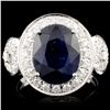Image 1 : 14K Gold 5.14ct Sapphire & 0.73ctw Diamond Ring