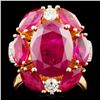 Image 1 : 14K Gold 8.64ct Ruby & 0.48ctw Diamond Ring