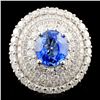Image 1 : 18K Gold 2.80ct Sapphire & 2.40ctw Diamond Ring