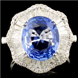 18K Gold 3.81ct Sapphire & 1.18ctw Diamond Ring
