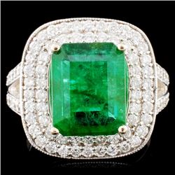 18K Gold 3.80ct Emerald & 1.09ctw Diamond Ring