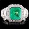 Image 1 : 18K White Gold 2.13ct Emerald & 1.11ct Diamond Rin