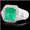 Image 2 : 18K White Gold 2.13ct Emerald & 1.11ct Diamond Rin