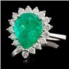Image 2 : 18K White Gold 2.32ct Emerald & 0.56ct Diamond Rin
