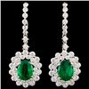 Image 1 : 18K Gold 2.25ct Emerald & 2.28ctw Diamond Earrings