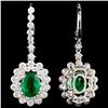 Image 2 : 18K Gold 2.25ct Emerald & 2.28ctw Diamond Earrings