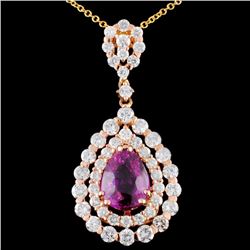 18K Gold 2.99ct Sapphire & 1.77ctw Diamond Pendant