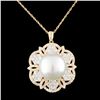 Image 2 : 18K Gold 14MM Pearl & 2.26ctw Diamond Pendant