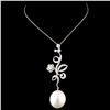 Image 1 : 18K Gold 12-16MM Pearl & 0.69ctw Diamond Pendant