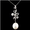 Image 2 : 18K Gold 12-16MM Pearl & 0.69ctw Diamond Pendant