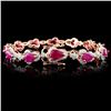 Image 2 : 14K Rose Gold 9.02ct Ruby & 2.51ctw Diamond Bracel