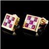 Image 2 : 18K Gold 0.92ctw Ruby & 0.49ctw Diamond Earrings