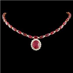 14K Rose Gold 40.16ctw Ruby & 2.33ct Diamond Neckl