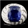 *GIA 18K Gold 10.60ct Sapphire & 2.87ctw Diam Ring