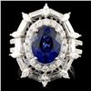 18K Gold 3.19ct Sapphire & 1.91ctw Diamond Ring