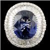 18K Gold 21.41ct Sapphire & 5.93ctw Diamond Ring