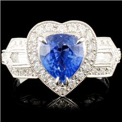 18K Gold 2.01ct Sapphire & 0.80ctw Diamond Ring