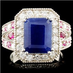 14K Gold 5.18ct Sapphire & 0.84ctw Diamond Ring
