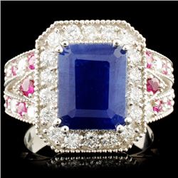 14K Gold 5.18ct Sapphire & 0.84ctw Diamond Ring