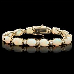 `14k Gold 15ct Opal 1.10ct Diamond Bracelet