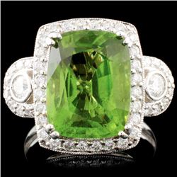 14K Gold 5.74ct Peridot & 0.74ctw Diamond Ring