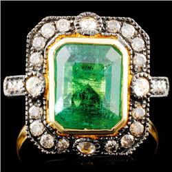 14K Gold 2.76ct Emerald & 0.45ctw Diamond Ring