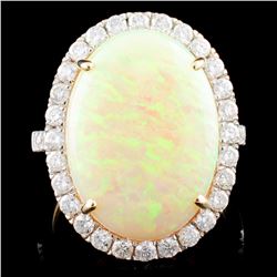 14K Gold 8.01ct Opal & 0.97ct Diamond Ring