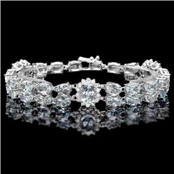 `14k W/G 26ct Aquamarine 1.50ct Diamond Bracelet