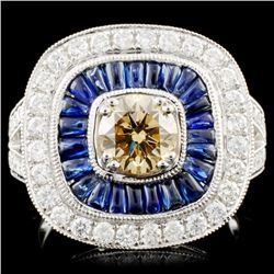 14K Gold  1.24ct Sapphire & 1.80ctw Diamond Ring